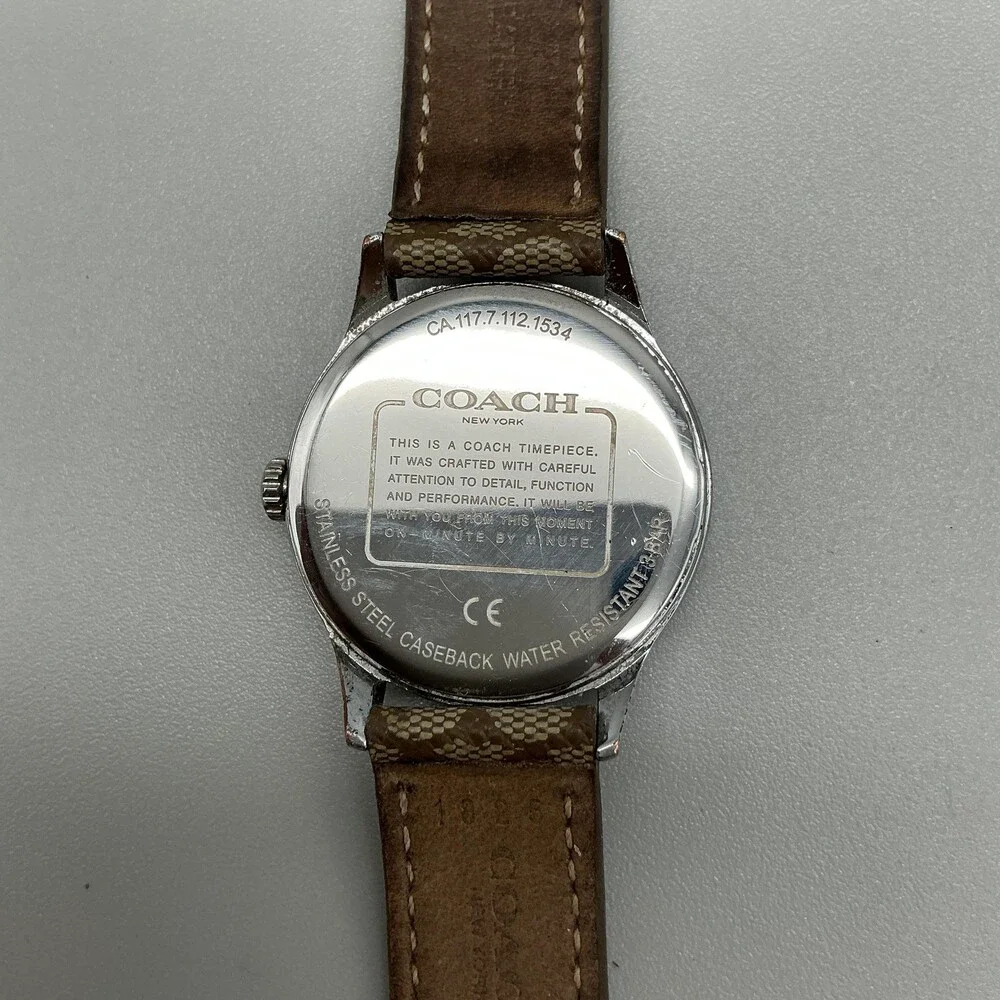 Coach Ruby Womens Watch 31mm White Dial Brown Signature Leather Band New Battery